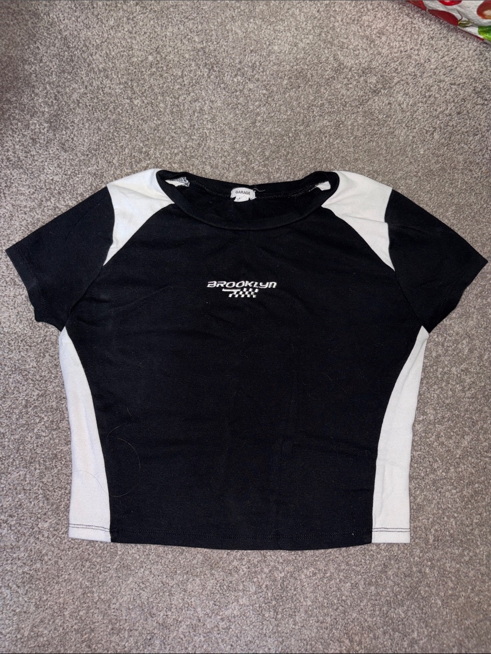 Garage Black & White Racer Crop Top